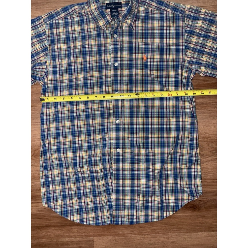 Polo Ralph Lauren Shirt Green Blue Plaid Short Sleeve Plaid Women's XL (20) - Picture 4 of 4